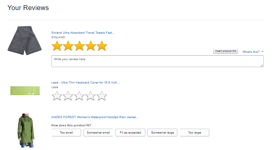 Screenshot showing reviews on amazon