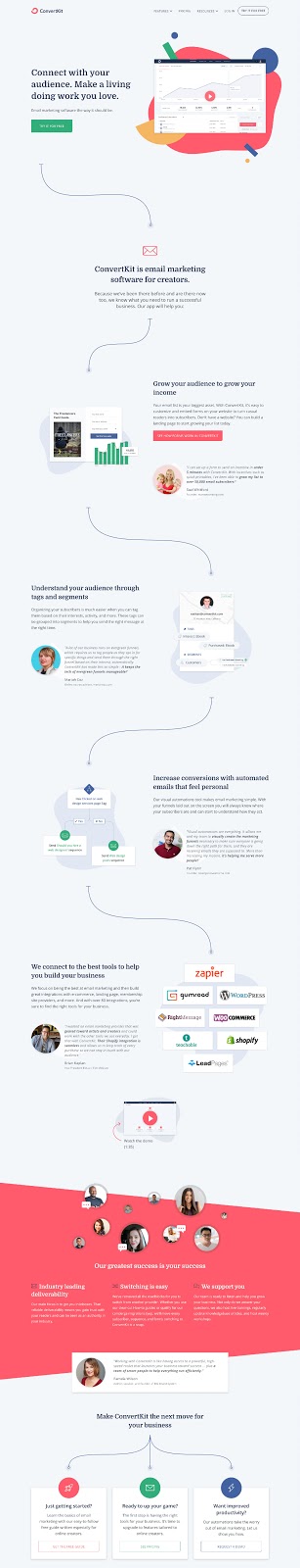Best Homepages Online - Convertkit