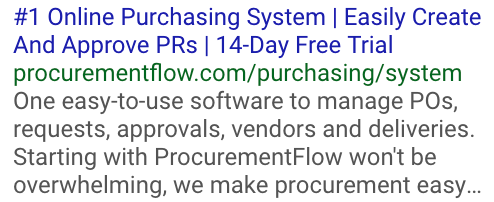 Copywriting Examples - #1 Online Purchasing System - ProcurementFlow