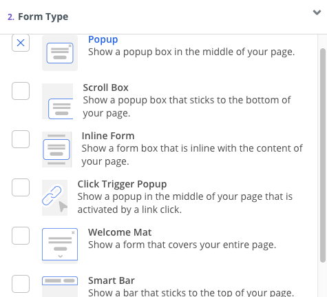 Screenshot of Form Types in Sumo