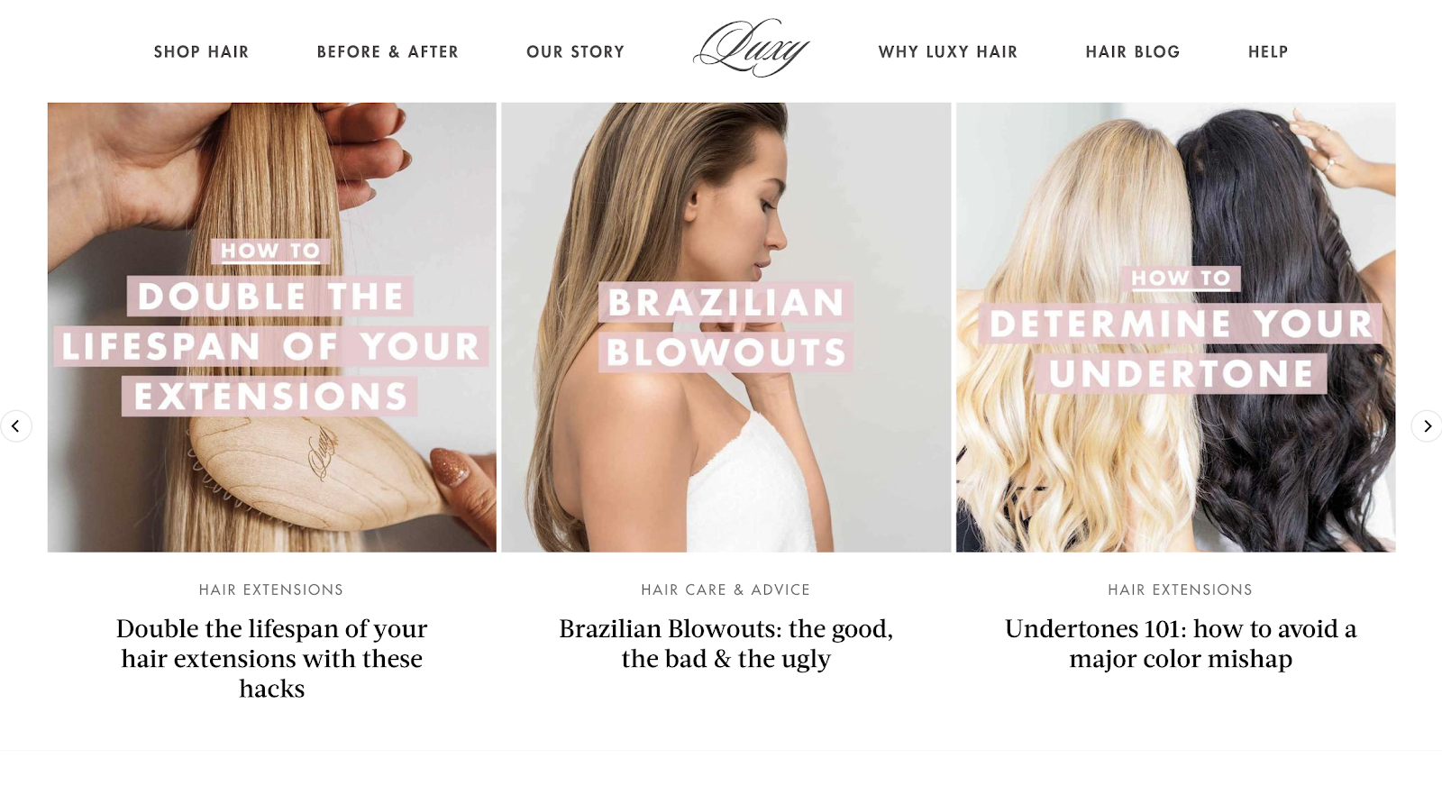 Screenshot of Luxy Hair blog post