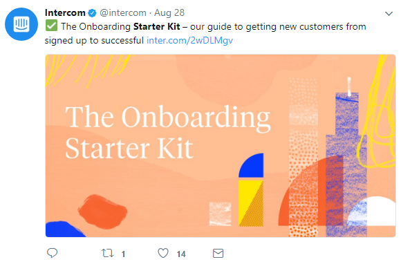 Screenshot showing a tweet by intercom