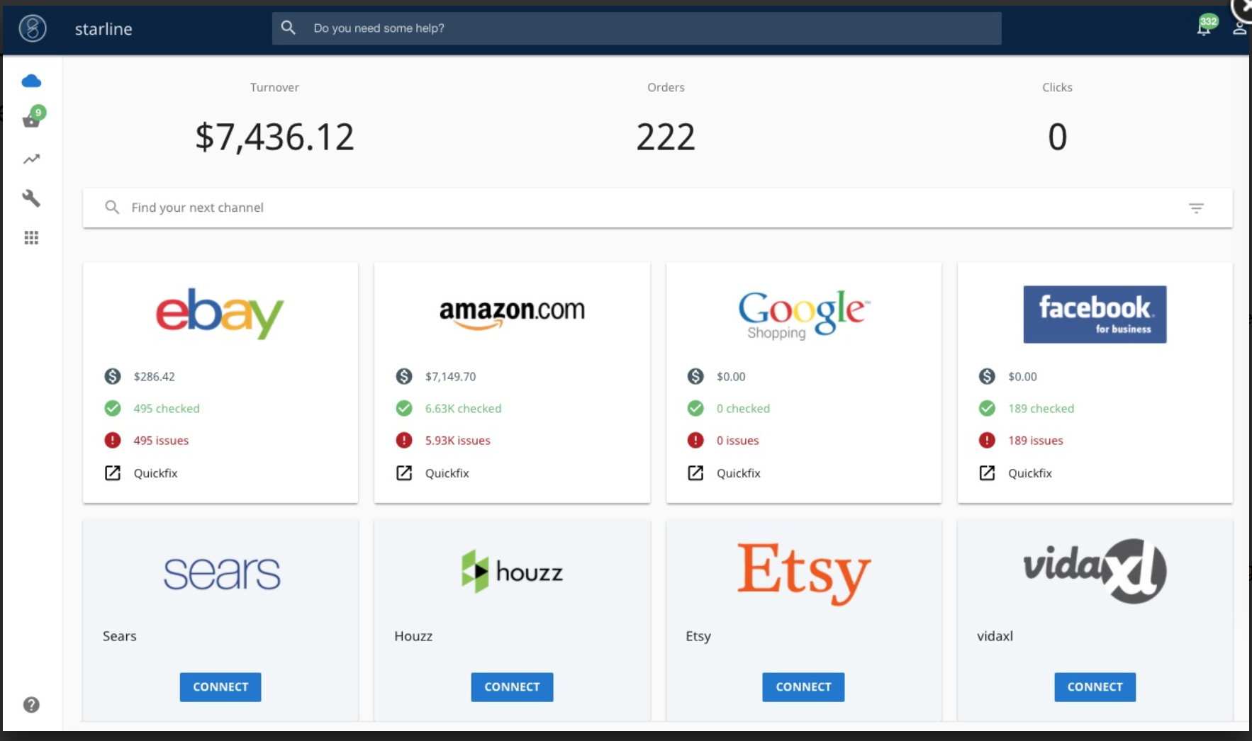 Screenshot showing the Starline dashboard