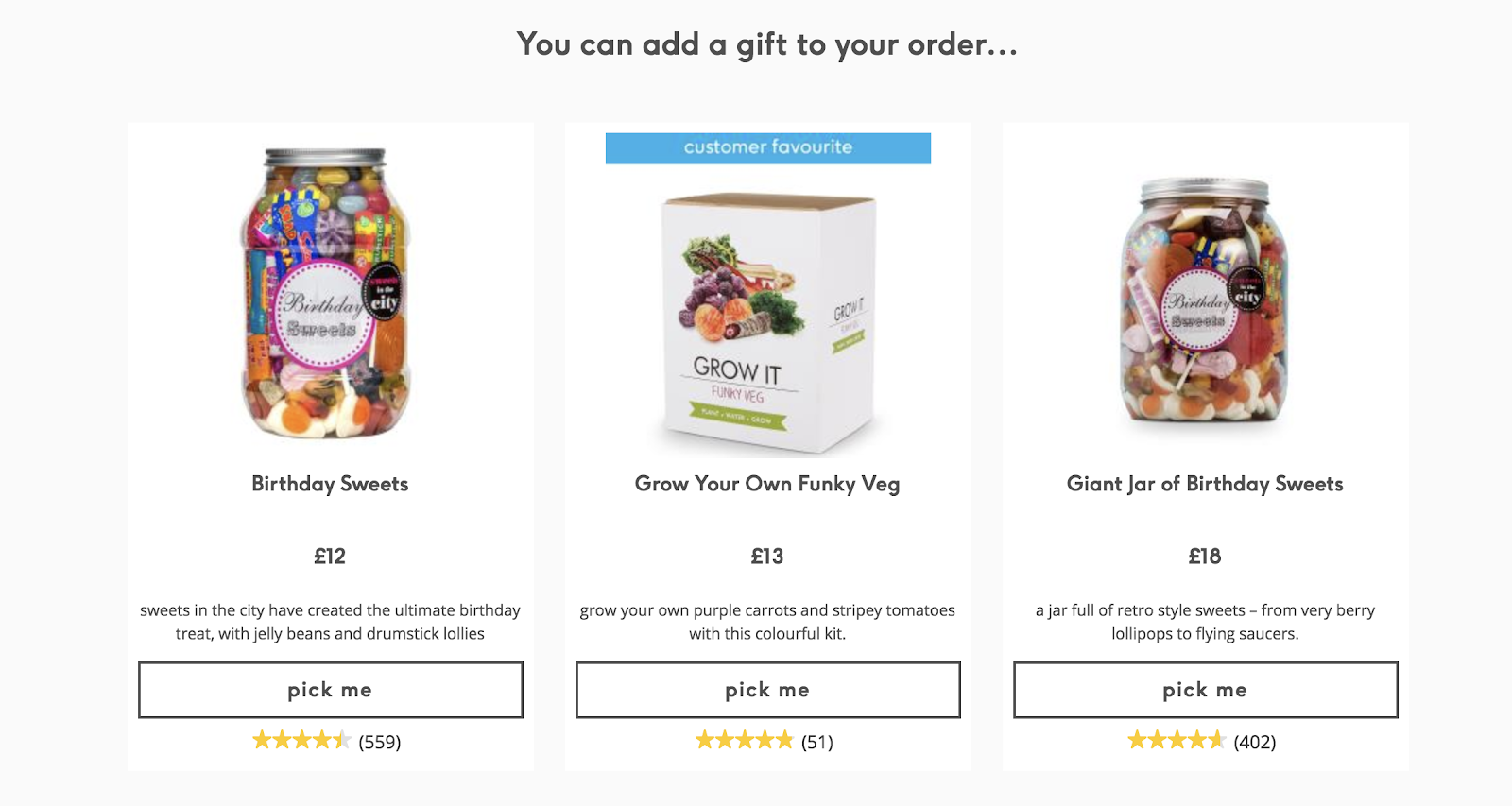 Screenshot showing a gift offer