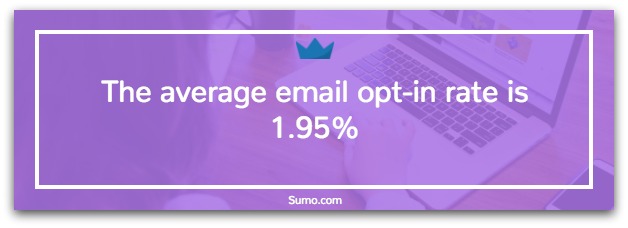 Banner showing average email opt-in rate