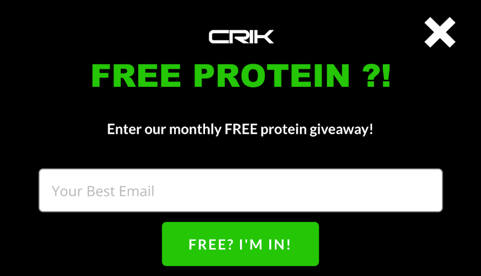 Screenshot showing CRIk Nutrition popup