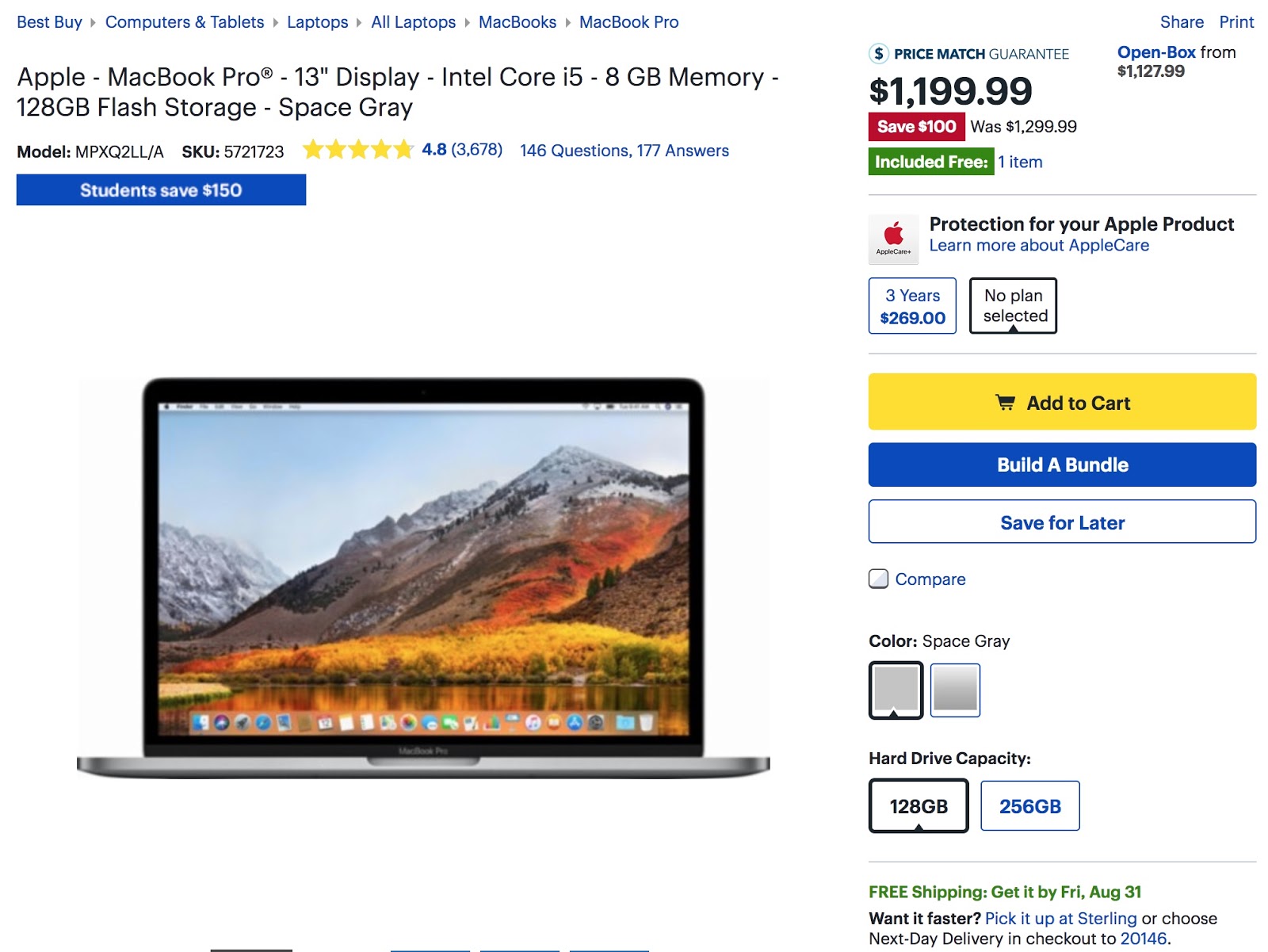 Screenshot showing a product page on Best Buy