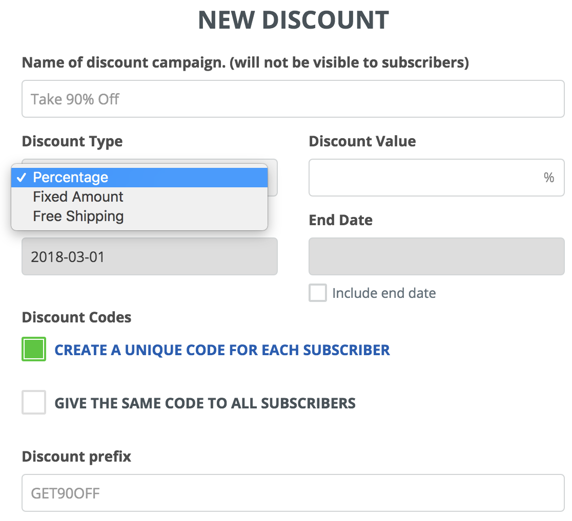 Screenshot showing Sumo discount settings