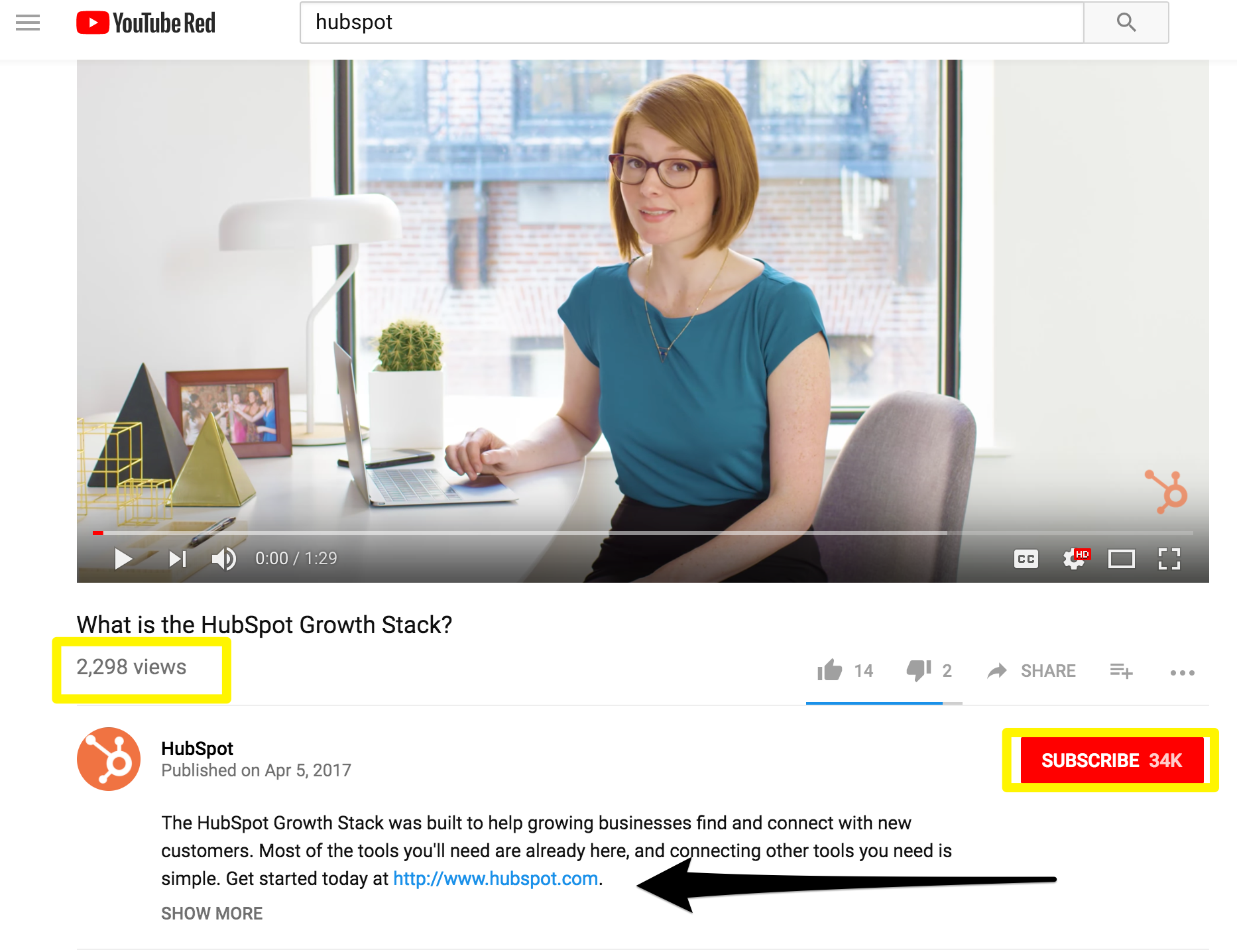 Screenshot showing a youtube video by hubspot