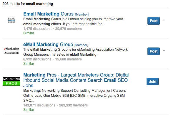 linkedin email marketing groups