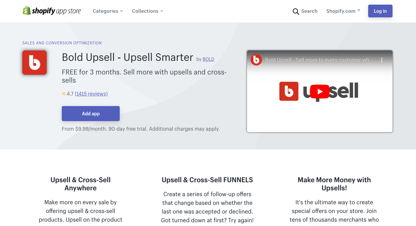 Bold Upsell shopify app