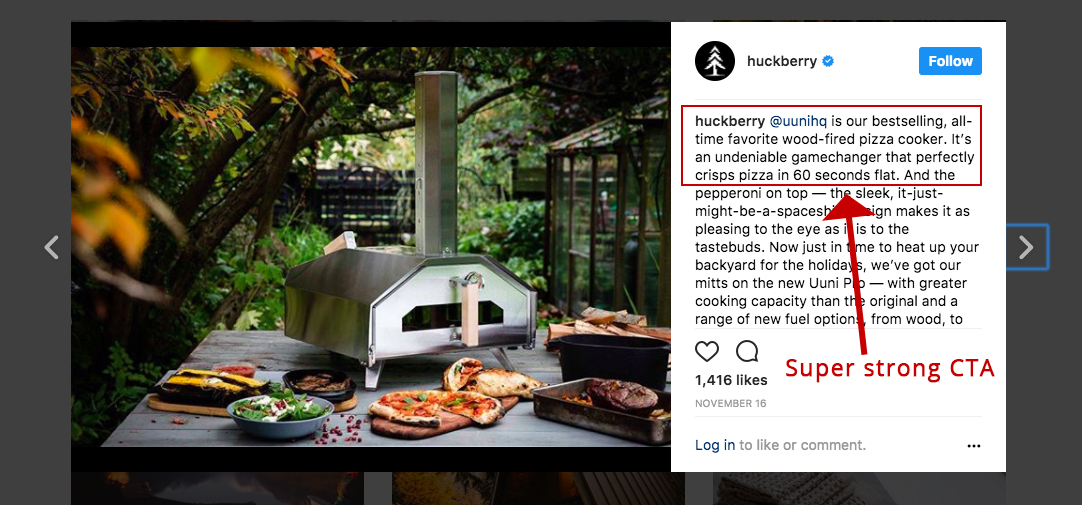 Screenshot showing an instagram post by huckberry