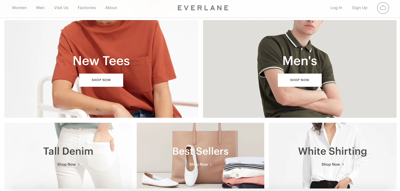 Screenshot showing Everlane