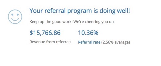 Screenshot showing how a referral program is doing
