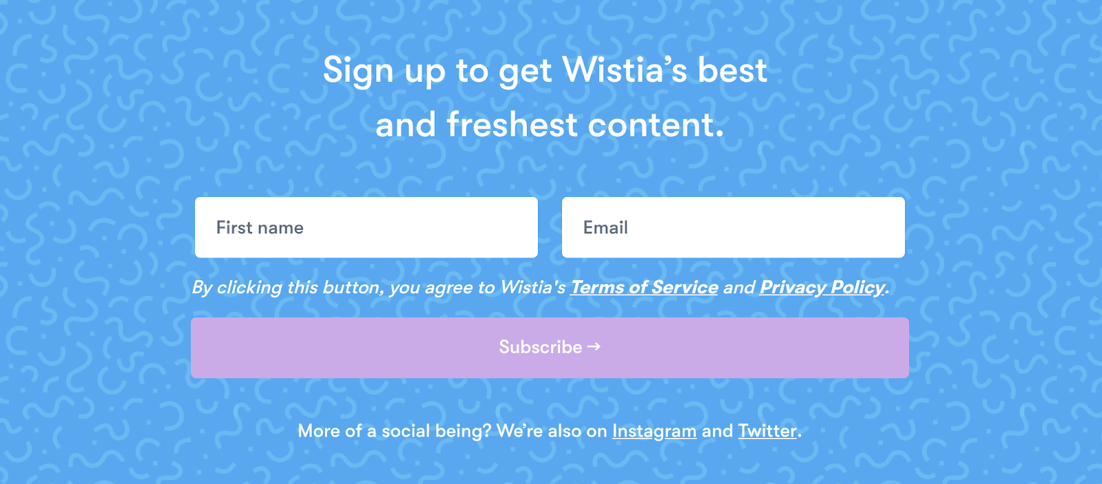 Screenshot of Wistia blog post featuring an email list subscription