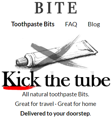 Screenshot of a webpage about a product about toothpaste bites
