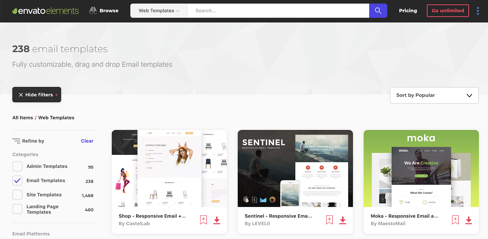 Screenshot of Envato