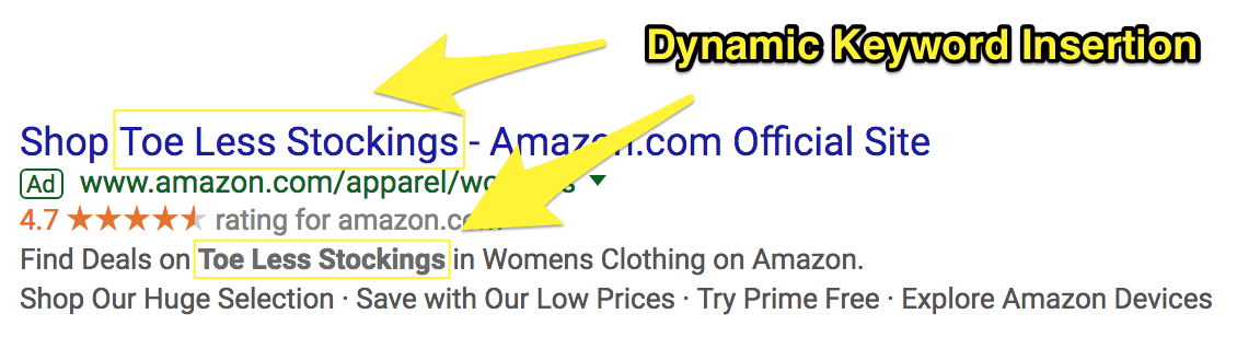 Screenshot showing a google adwords ad for an amazon product