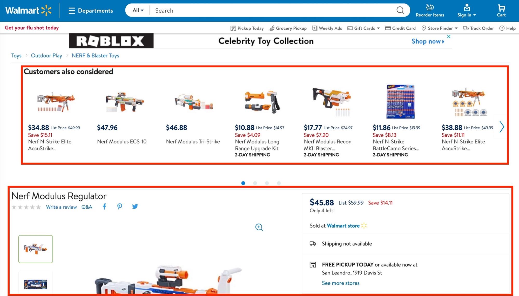 Screenshot showing walmart ecommerce product page