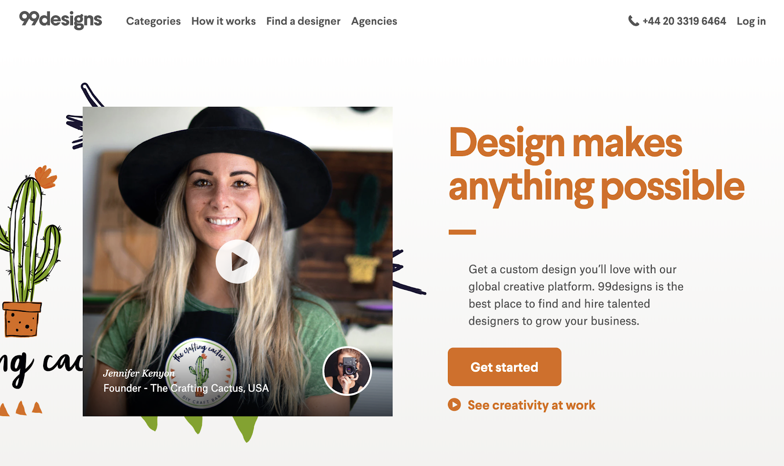 Screenshot of 99 Designs website