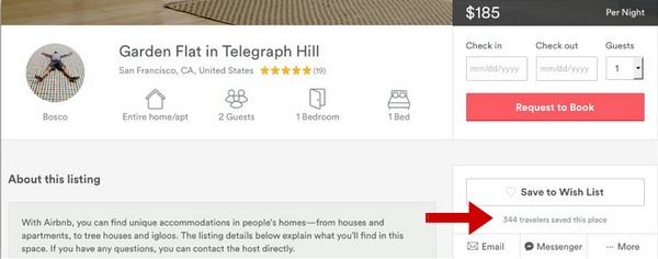 Screenshot of an airbnb location