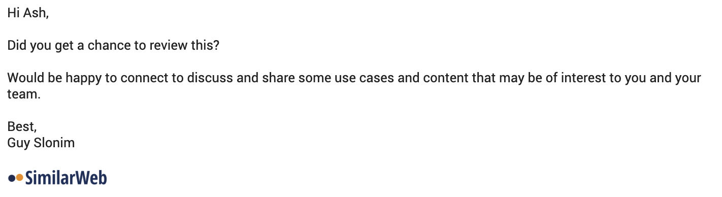 Screenshot of email from SimilarWeb