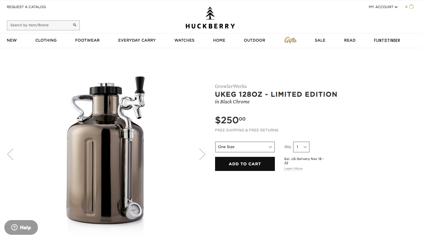 Screenshot showing a product by Huckberry