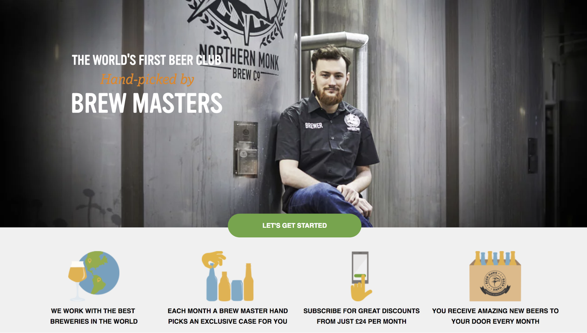Screenshot showing a beer subscription store