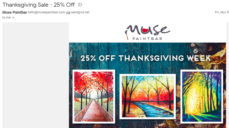Screenshot showing an ecommerce sale email