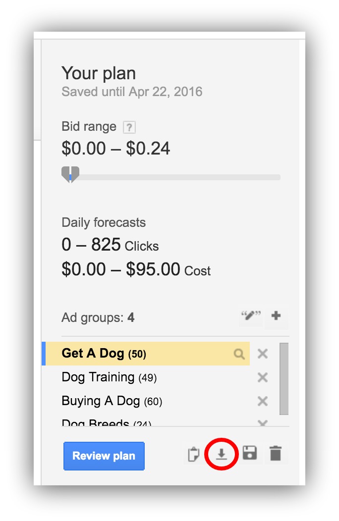 google adwords bid plan