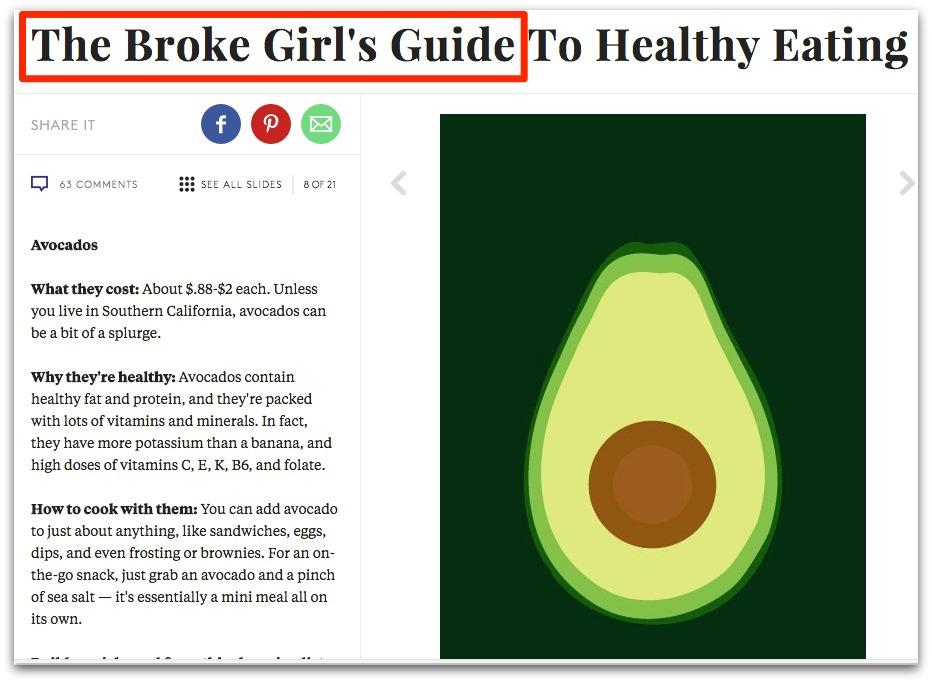 Screenshot of an article