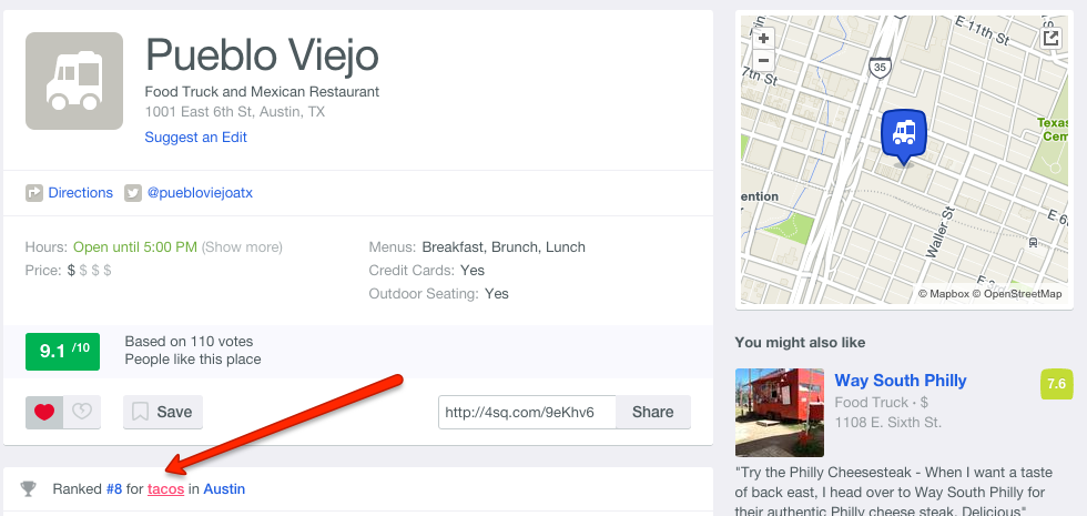 Foursquare social proof