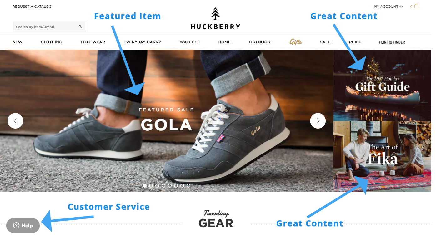 Screenshot showing a page on Huckberry