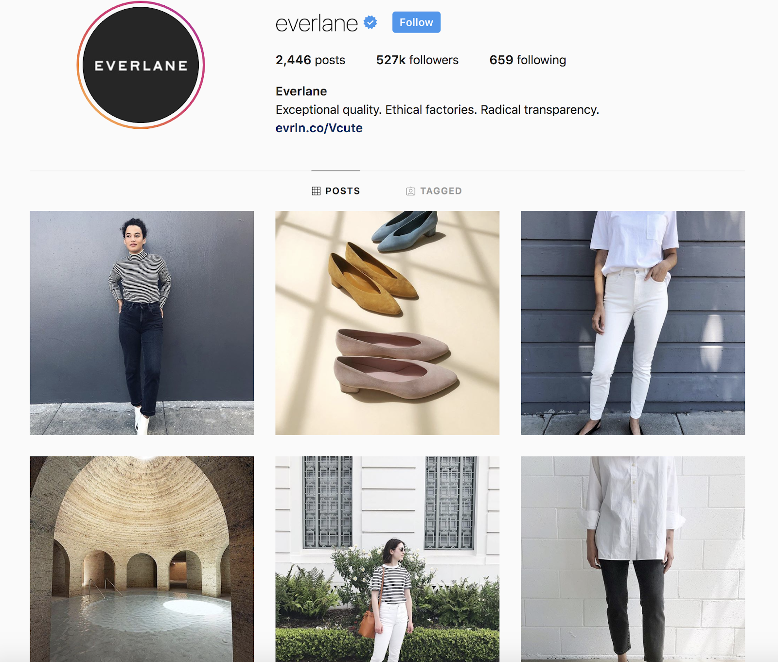 Screenshot showing Everlane