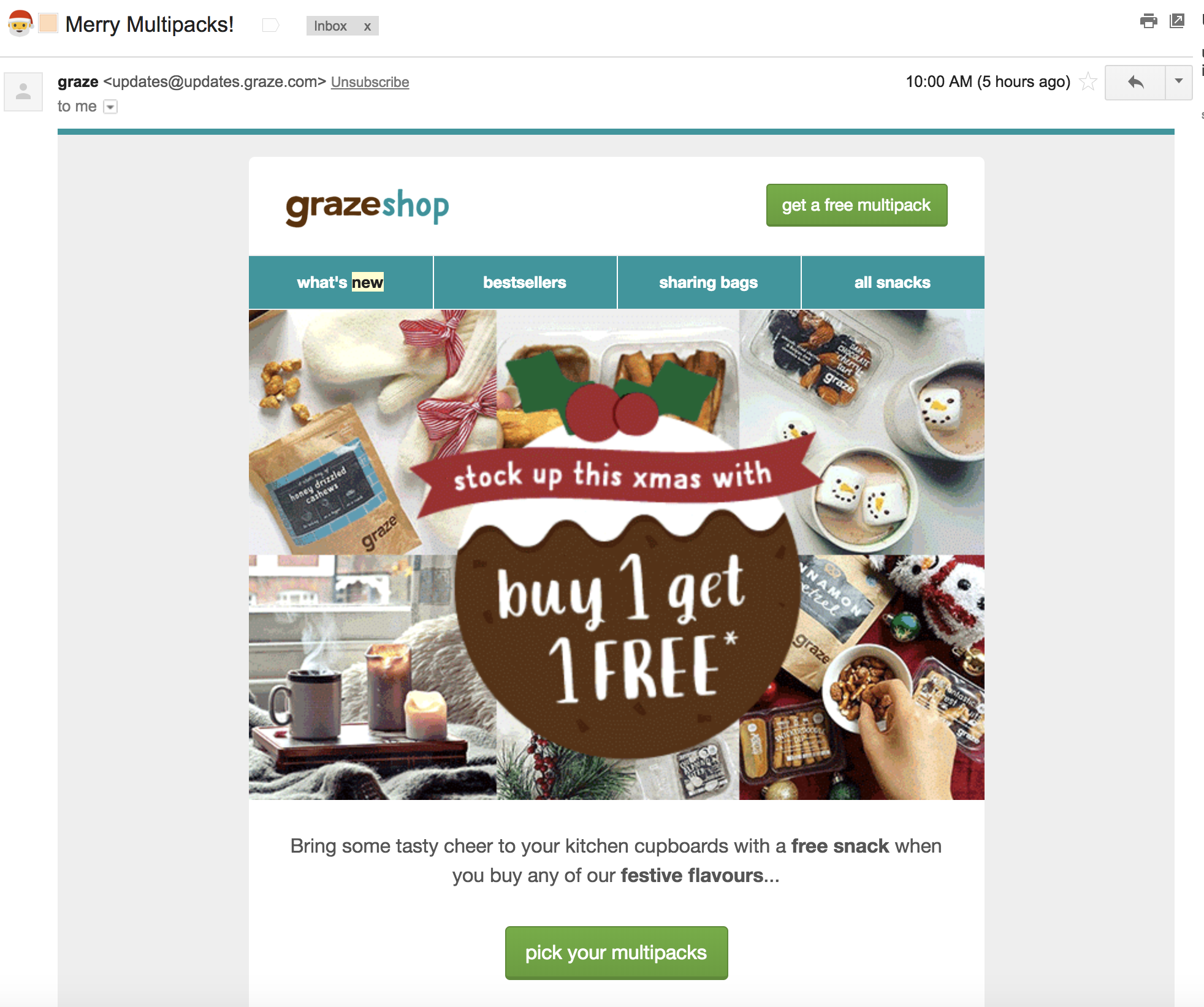 Screenshot showing an email by grazeshop