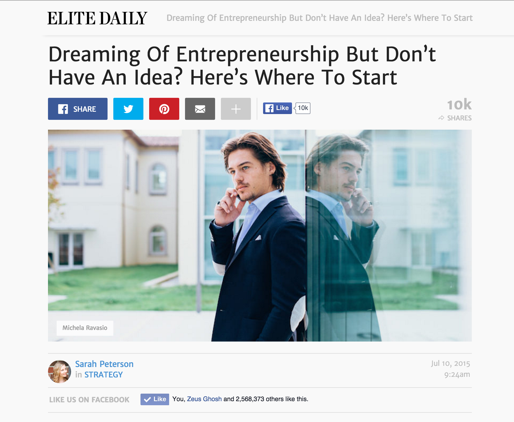 Screenshot of a content piece on Elite Daily