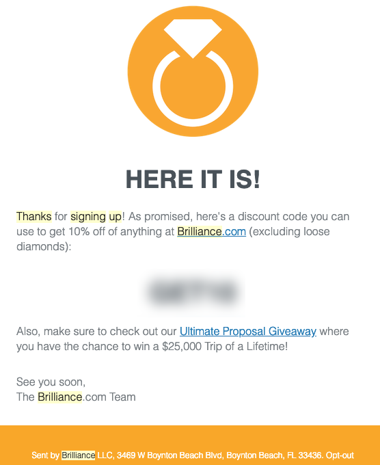 Screenshot showing an email newsletter