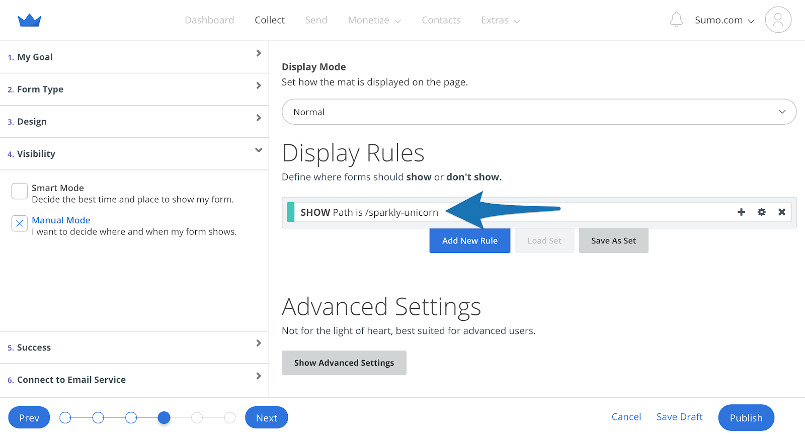 Screenshot showing settings on the Sumo dashboard