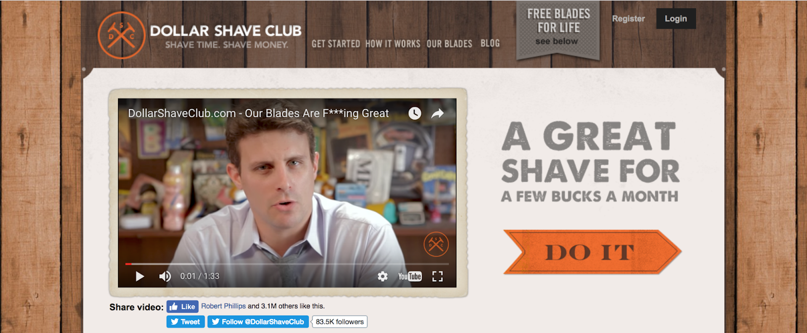 Screenshot showing Dollar Shave Club