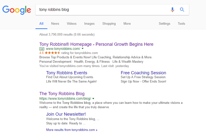 Screenshot of Tony Robbins