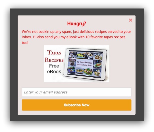 cookbook popup example