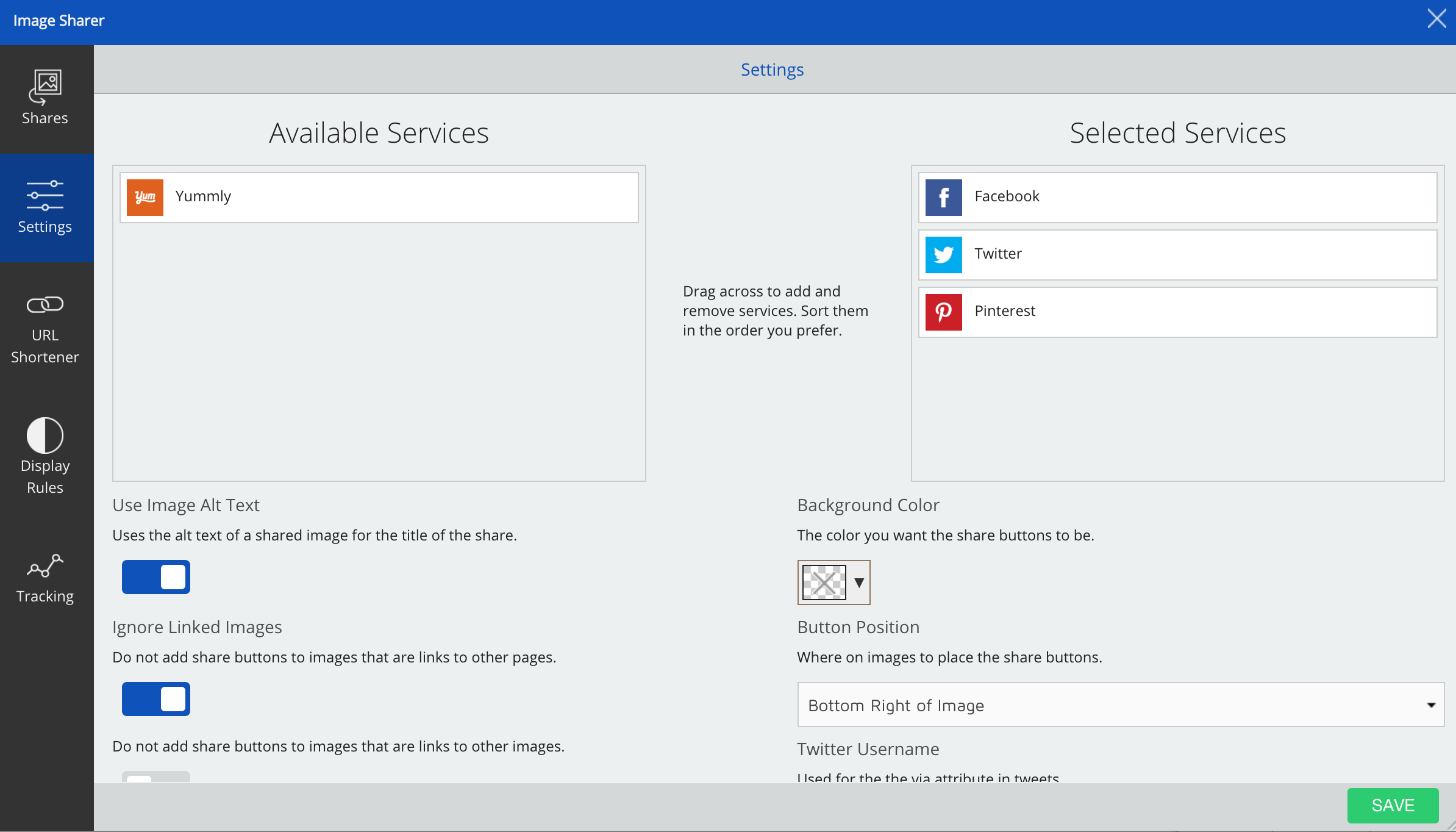 Screenshot of the Sumo dashboard and how you can choose different services