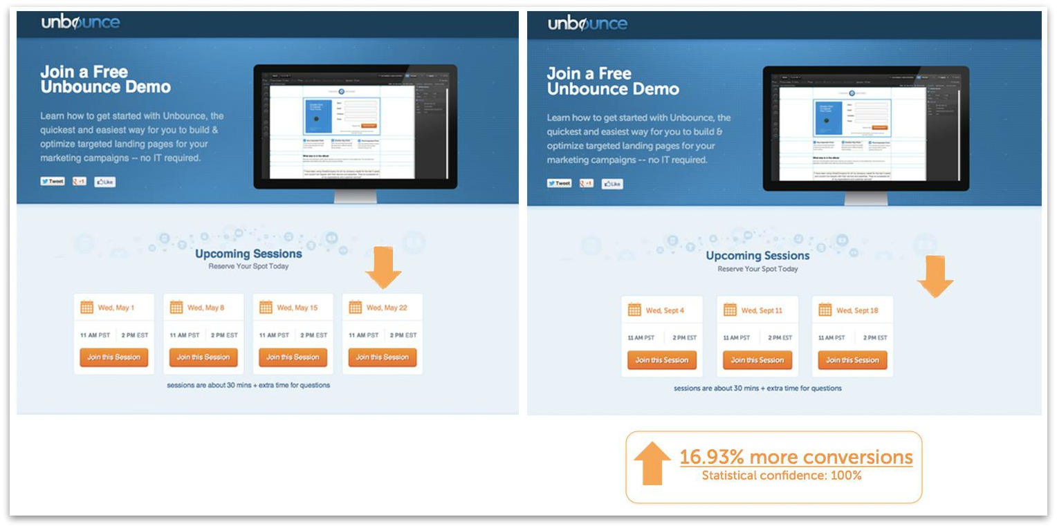 unbounce signup options