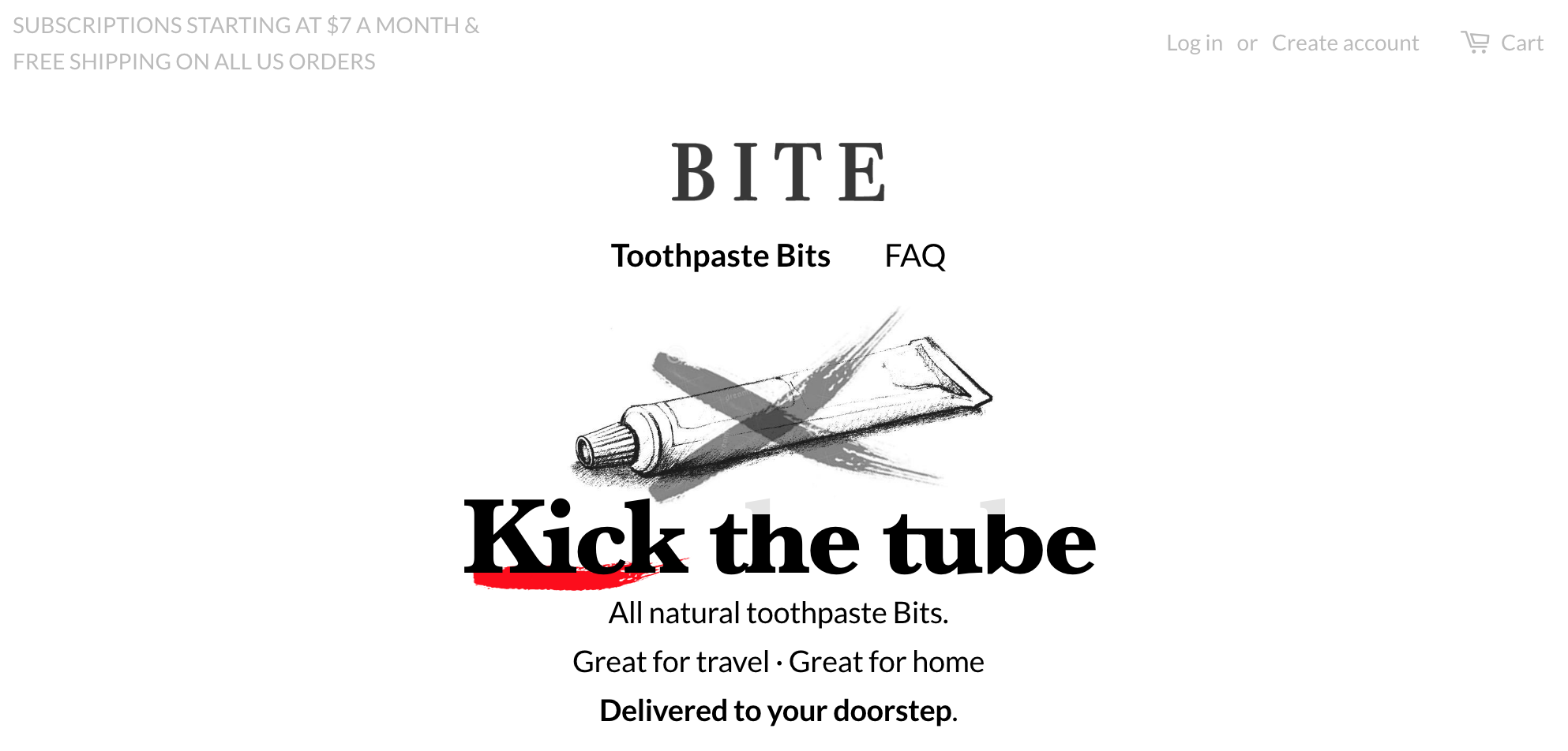Screenshot showing a page on Bite