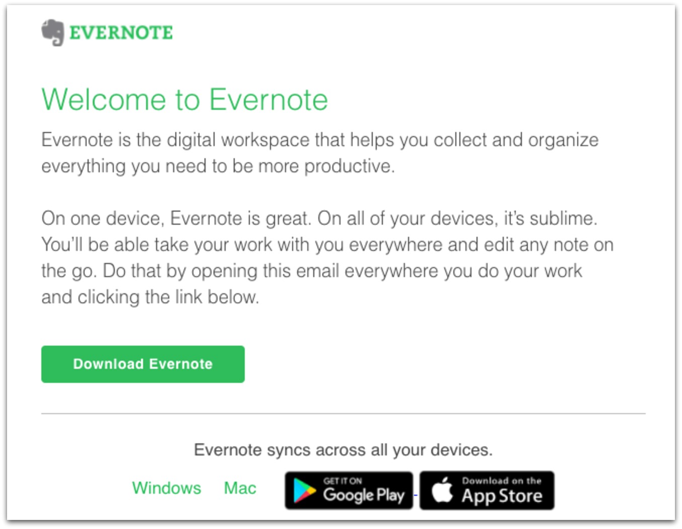 evernote automated email template