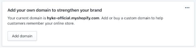 Screenshot showing Shopify custom domain setting