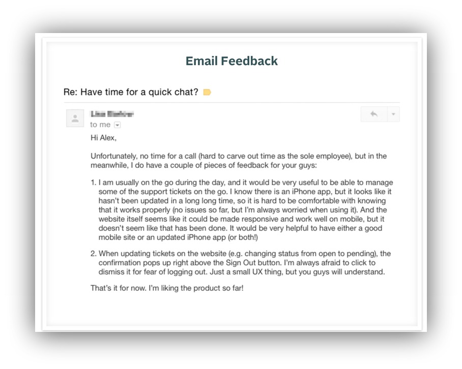 email feedback