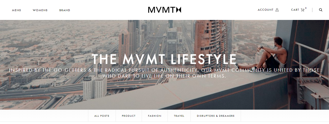 Screenshot showing the MVMT blog