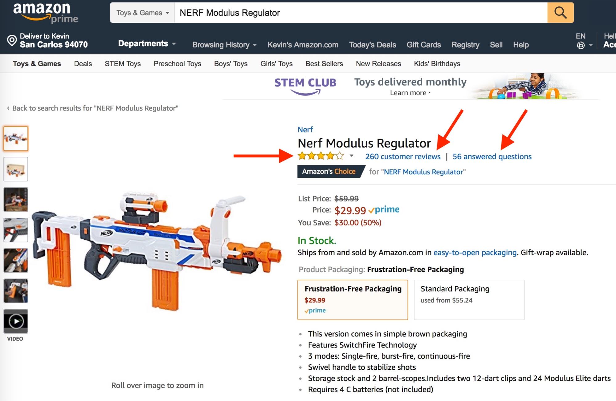 Screenshot showing an amazon product page