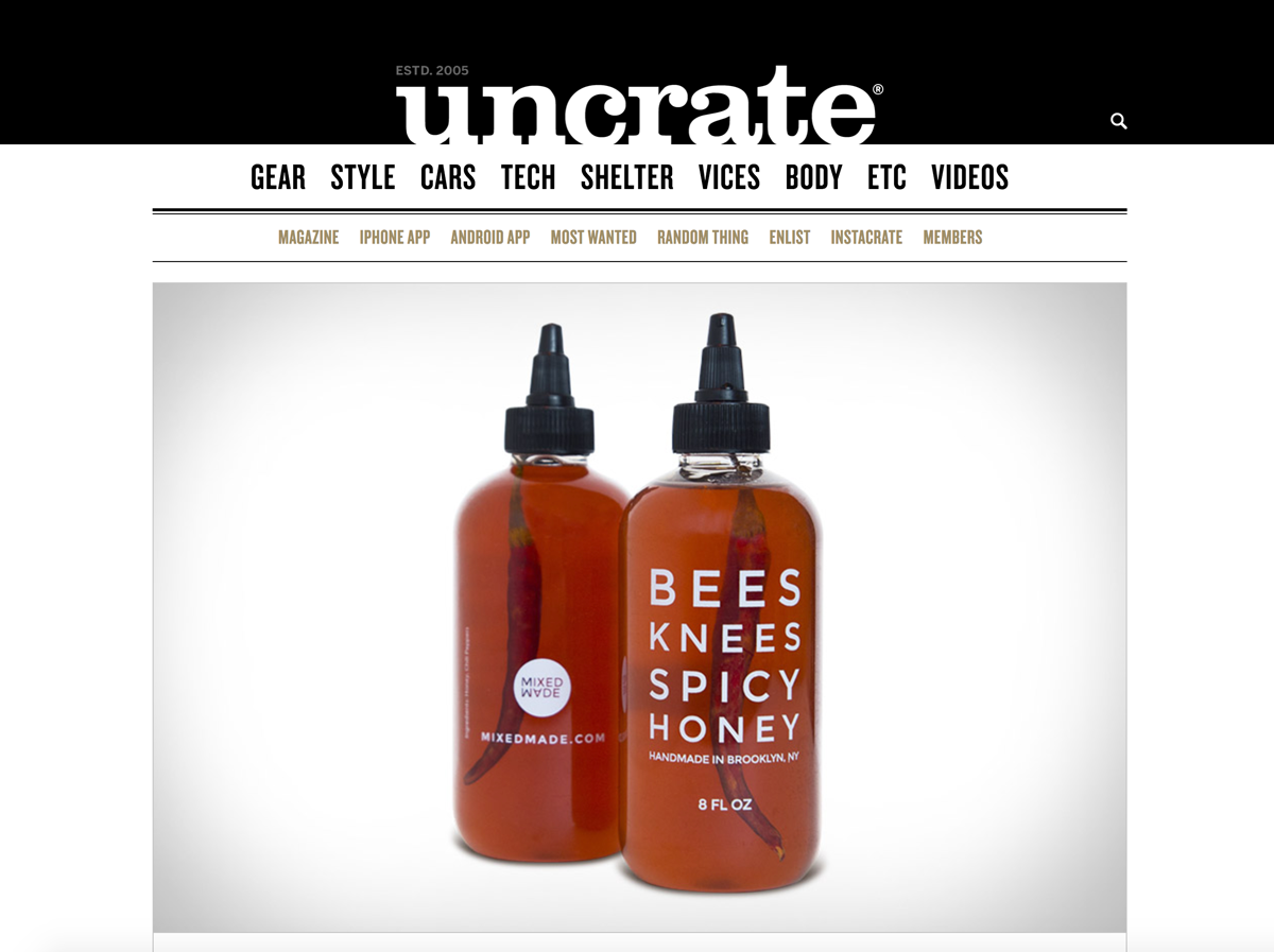 Screenshot showing a landing page on uncrate